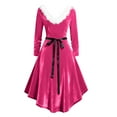 thumbnail image 5 of Stamzod 2025 Xmas Party Dresses for Women Long Sleeve Velvet Christmas Dress Holiday High Low Winter Dresses for Women 2025 Hot Pink L, 5 of 7