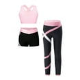 thumbnail image 2 of TiaoBug Kids Girls 3 Piece Active Sports Tracksuits Crop Top Vest with Booty Shorts Leggings Set Pink 8, 2 of 5