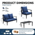 thumbnail image 2 of TerraRelax 4 Piece Outdoor Patio Furniture Set, Oversized Metal Conversation Set with High Back & Deep Seating, Water-Repellent Cushions, Coffee Table for Porch, Deck, Backyard, Navy, 2 of 7