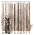 thumbnail image 1 of ABPHQTO Western Decor Cortina de ducha Wild West Boots and Hat en sala de madera Folkloric Old Fashioned Wild Fabric Set de baño con ganchos 160x180 cm, 1 of 3