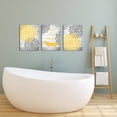 thumbnail image 2 of 3 Pieces Yellow Gray Bathroom Wall Art Prints Dahlia Flowers Relax Soak Unwind Signs on Rustic Wood Background Canvas Picture Stretched and Framed for Bedroom Living Room Ready to Hang, 2 of 6