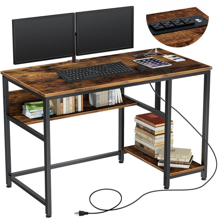 Rolanstar L Shaped Computer Desk, Corner Desk with Shelf and 4-Tier St