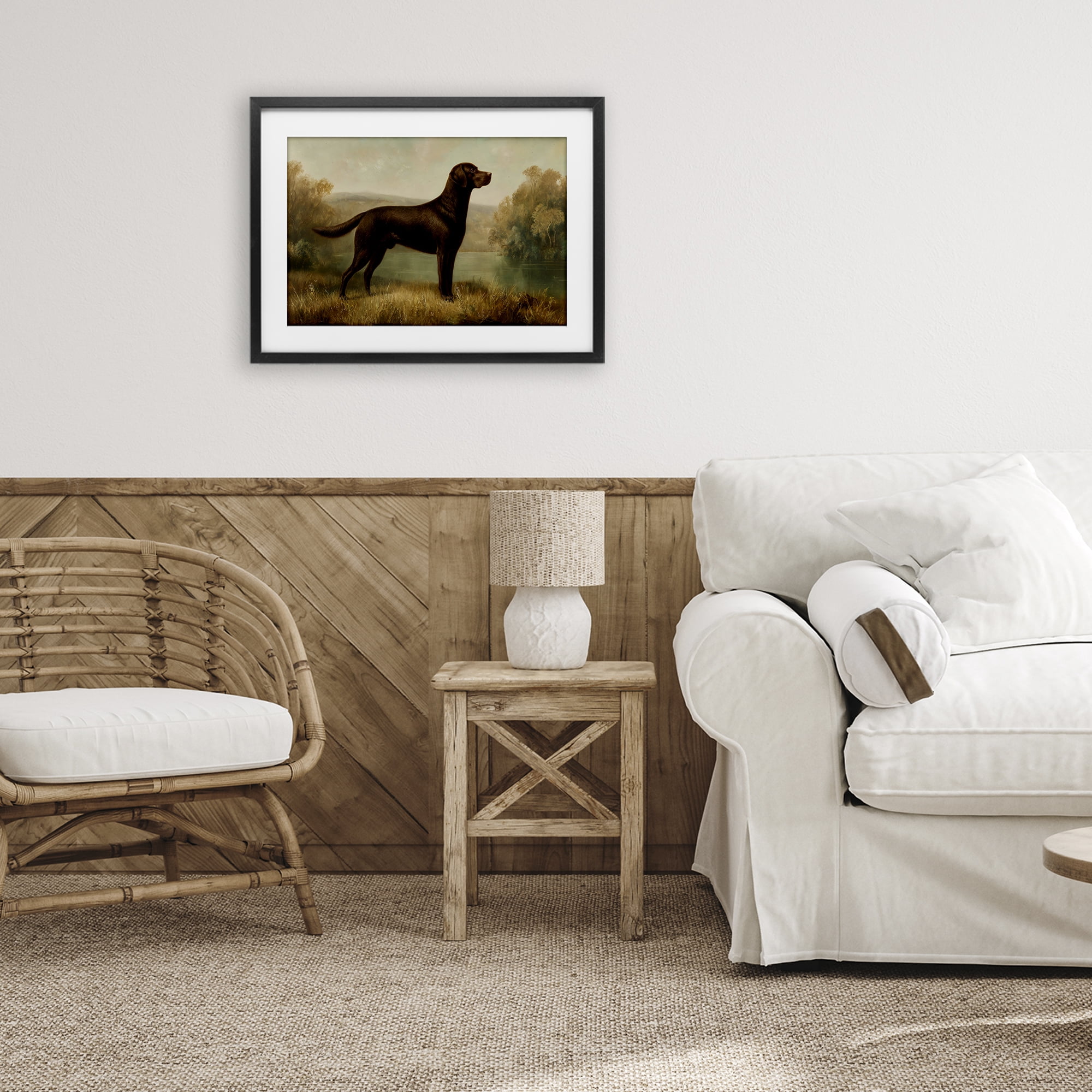 Stupell Industries Chocolate Brown Labrador Black Framed Print Under Glass, design by Petal Prints Design