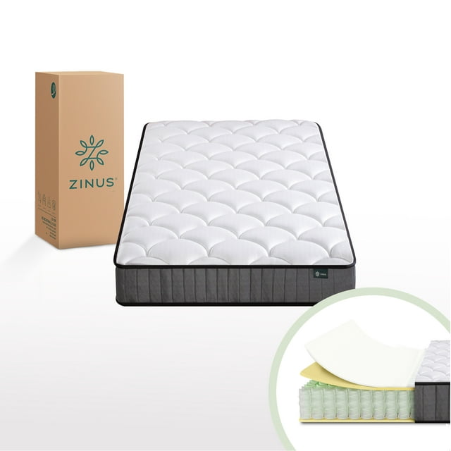 Colchón Individual Zinus Hibrido de Resortes y Espuma de 20 cm para todas las edades. Colchón en Caja.