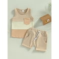 thumbnail image 2 of GXFC Toddler Baby Boys Summer Shorts Outfits Infant Boys Sleeveless Contrast Color Tank Tops+Pocket Short Pants Set Casual Clothes 2Pcs 3M-3T, 2 of 9