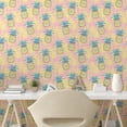 thumbnail image 3 of Ambesonne Hawaiian Peel & Stick Wallpaper for Home, Ananas Pineapple Palm Tree, 13"x72", Rose and Pale Yellow, 3 of 6