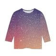 thumbnail image 4 of lcziwo Hauts à Paillettes pour Filles Manches 3/4 Chemisiers Habillés à Paillettes Graphiques Décontractés Col Rond Chandails en Coton Multicolores Ropa de Verano Para Mujer, 4 of 6