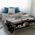 thumbnail image 4 of Teal Brown Deer Silhouettes Blanket Soft Cozy Warm Throw Blanket for Couch, Plush Fuzzy Flannel Fleece Blankets for Sofa, Trees Wooden Retro Art Farmhouse Bed Blankets Gifts for Men, 40"x60", 4 of 9