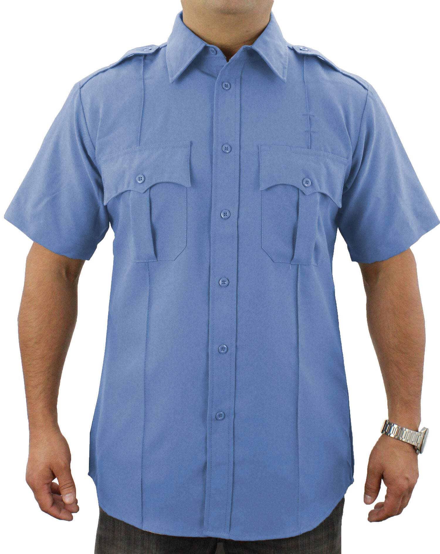 army dress blues short sleeve shirt Short sleeved military shirts Genuine Dutch buttoned solid blue military surplus Small Long main image 0
