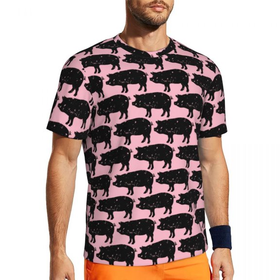 T Shirt For Men Animal Farm Print Running T-Shirt Cute Pink Pig Harajuku Mens Streetwear Tshirt Beac