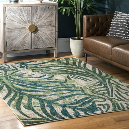 nuLOOM Cali Abstract Leaves Area Rug, 9' x 12', Green