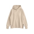 thumbnail image 4 of thefmos Women's Fall Winter Hooded Slit Pullover Tops Sweatshirts Loose Casual Hoodie Long Sleeve Tunic Blouses with Pocket Trendy Vacation Clothes, Beige XL, 4 of 6