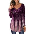 thumbnail image 1 of Camisa de mujer Poliéster Primavera Cuello en V Blusa con estampado de flores Fiesta interior al aire libre Viajar Compras Camisas de oficina Prendas para la parte del cuerpo Flor Purpura S Jumpingount AP003428-26, 1 of 6