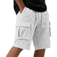 thumbnail image 2 of Men's Casual Multi-Pocket Shorts, Drawstring Elastic Waist, Knit Jogger Shorts, Straight Leg, Lightweight Breathable Stretchy, Gym Workout Running Hiking Daily Wear, Summer, 2 of 6