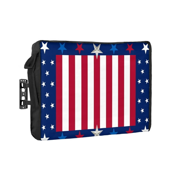 Outdoor Tv Cover 50 To 55 Inch, USA Flag 4th of July Stars Blue White Red Stripe Waterproof And Weatherproof Tv Covers Tv Display Protectors For Outside Flat Screen Tv 40x25x4.5In