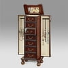 1PerfectChoice Lopez Jewelry Armoire Storage Cabinet Drawers With Flip Top Mirror Cherry Finish