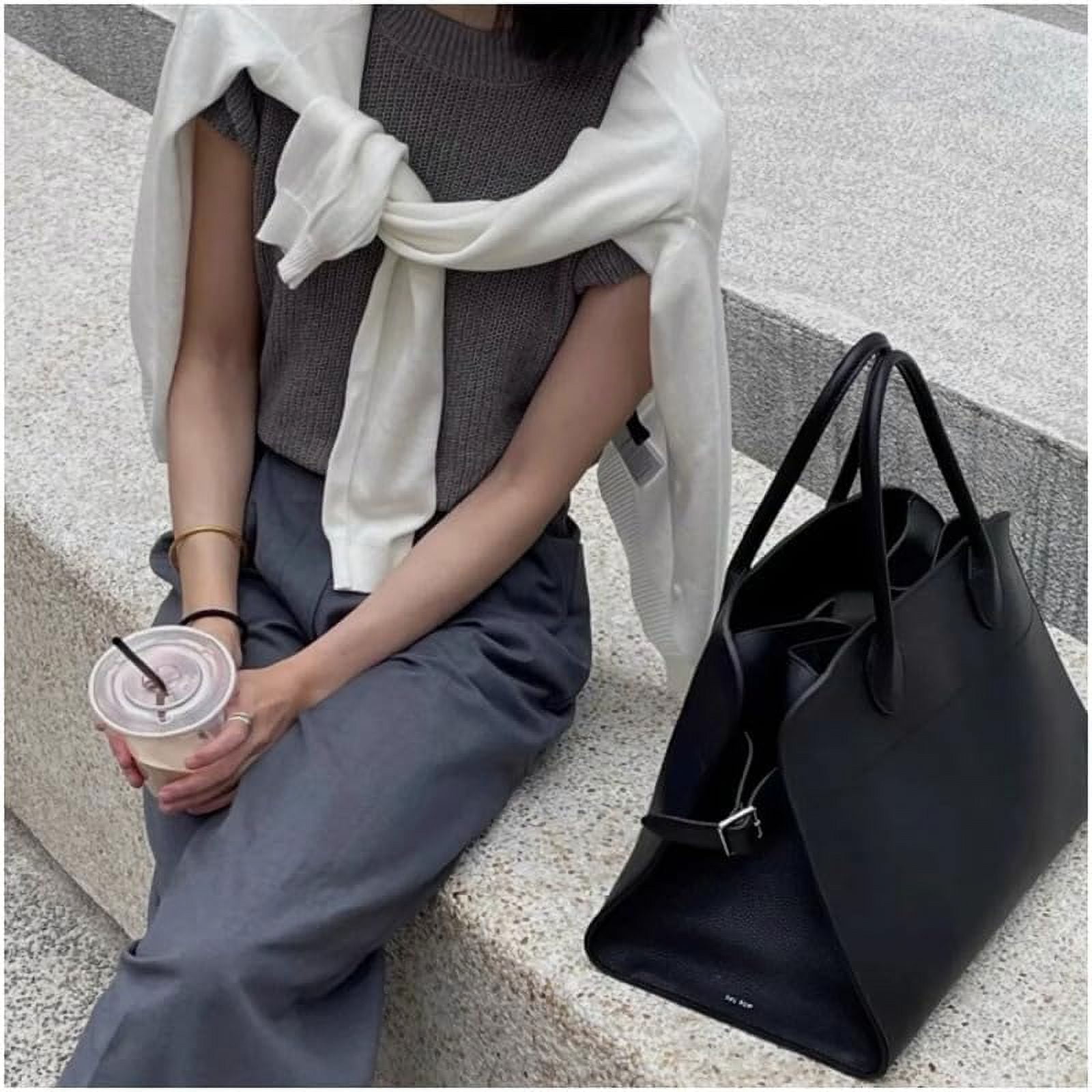 QIUYI Genuine Leather Tote Bag for Women Large Capacity Work Tote Top-handle Bag Vintage Hobo Handbag Casual Satchel Bag