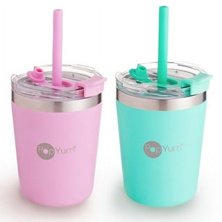  Colorful PoPo Cute Stainless Steel kids cup Straw Cups for  Toddlers, Mini Insulated Tumblers with Lids for Smoothie Milk, Set of 2  (Teal Mint, 8.5 OZ) : Home & Kitchen