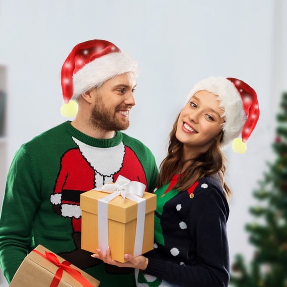 Party Santa Hat Clearance! Christmas Hat with Led Lights Flashing Santa Hat Party Dance Supplies Christmas Gifts for Adults and Kids,12.59x17.71inch