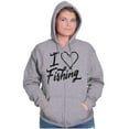 thumbnail image 4 of I Love Fishing Hook Heart Cute Cool Zip Hoodie Sweatshirt Women Brisco Brands L, 4 of 6