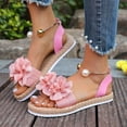 thumbnail image 4 of Woven Sandals For Women Open Toe Slip On Floral Beach Vacation Shoes Comfortable Casual Stylish Footwear (9.5, Pink), 4 of 7