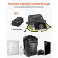 thumbnail image 2 of 30L Waterproof Motorcycle Tail Bag with Rain Cover Universal Fit Rear Rack Storage Backpack Shoulder Straps Black, 2 of 7