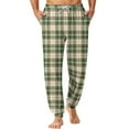 thumbnail image 3 of Mens Pajama Pants Plaid Soft Drawstring Elastic Waist Sleep Pants with Pockets Lightweight Loungewear Jogger Bottoms,Light Green XXL, 3 of 6