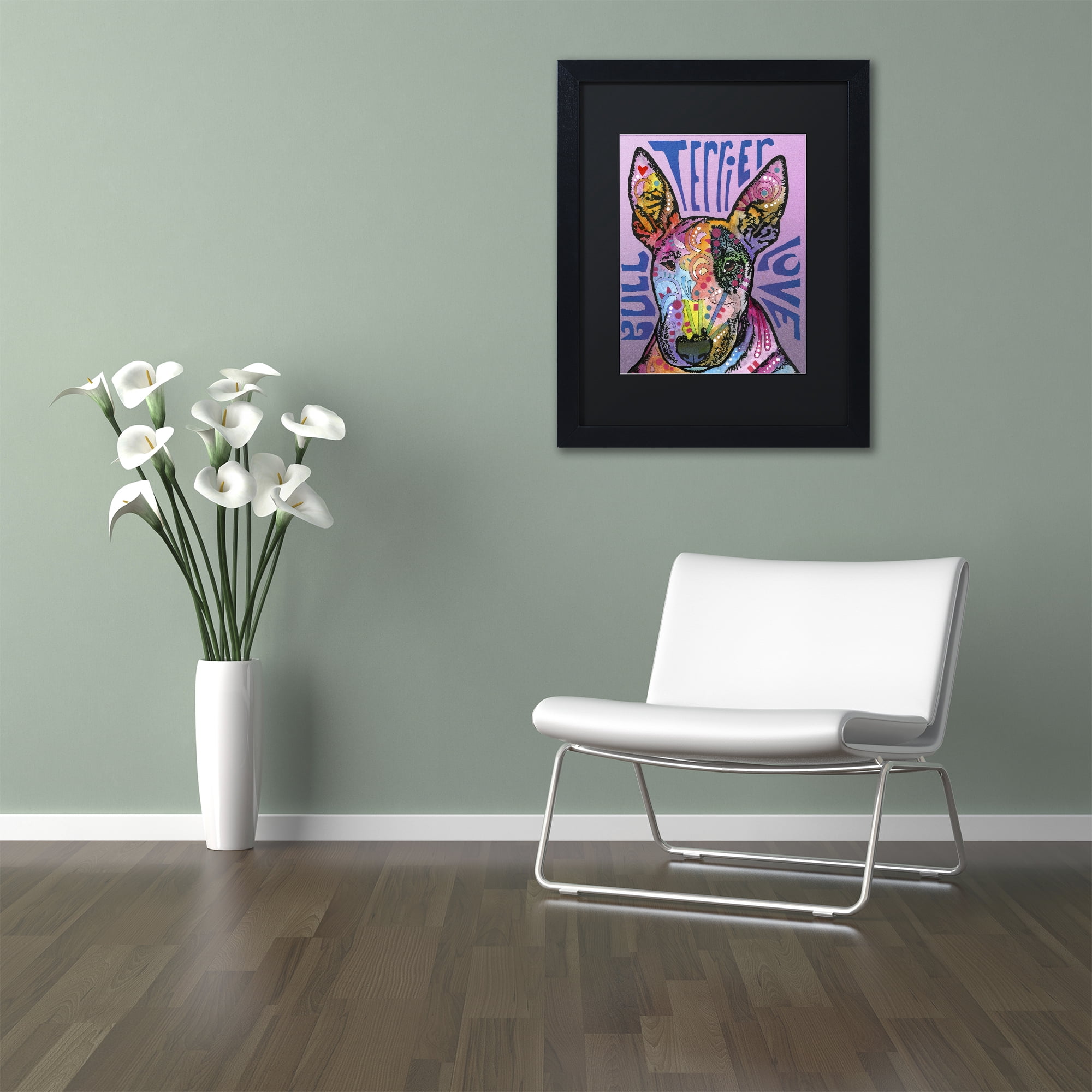 Trademark Fine Art 'Bull Terrier Luv' Black Framed Art by Dean Russo