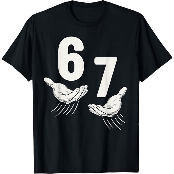 Six Seven 67 6 7 Kids 67 Boys Youth 6-7 Meme Hands Funny T-Shirt, T-Shirt for Kids Youth, 180gsm, 100% Cotton