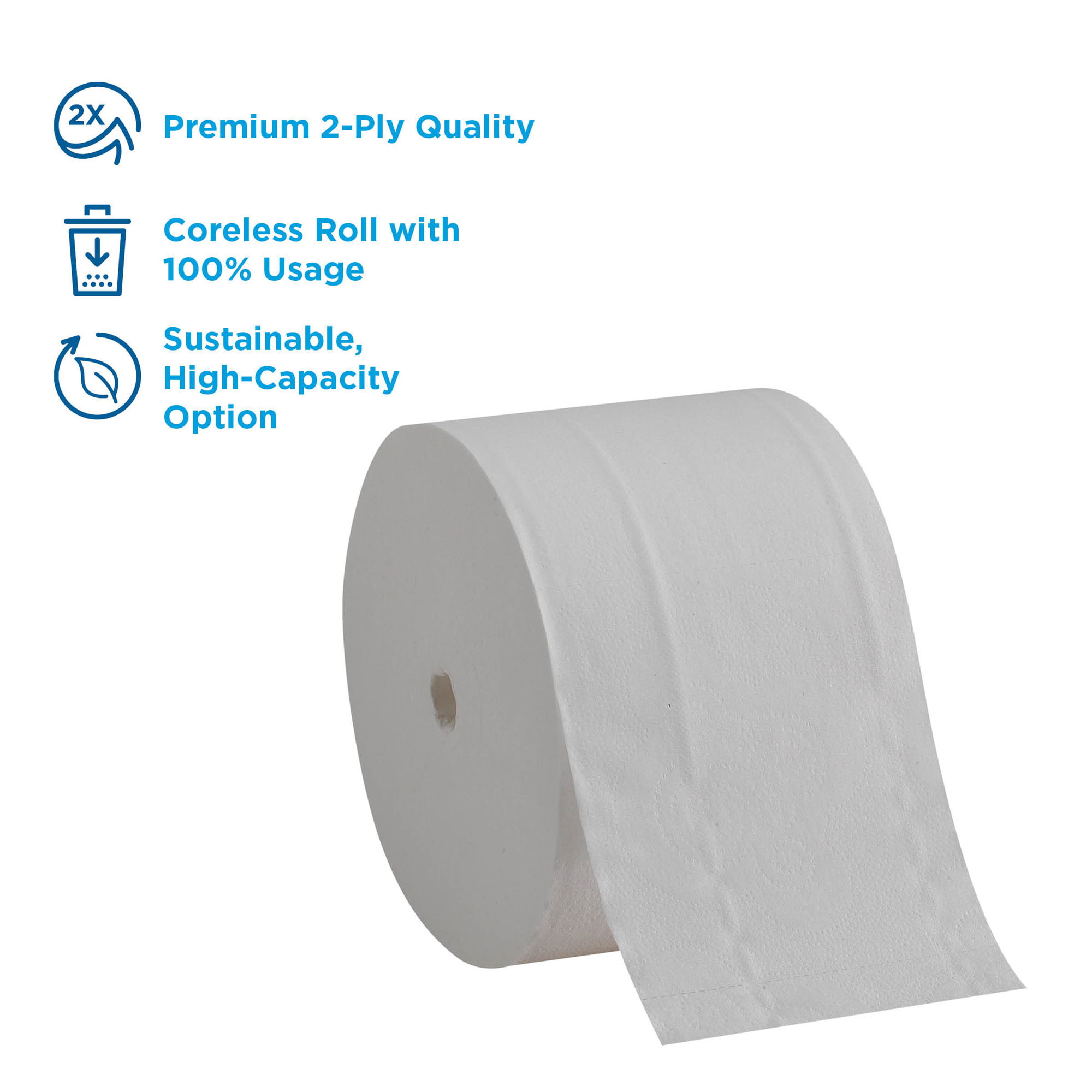 2-Ply White Compact Coreless Bath Toilet Paper Tissue 18 Rolls//Carton
