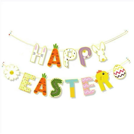 

Cartoon Easter Bunny Hanging Flag Happy Easter for Banner Pendant Bunting Pulling Flag Decoration Party Festival Home Decor