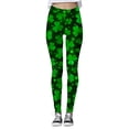 thumbnail image 3 of Gibobby Leggings Vinipiel Mujer Leggings para mujer Leggings entrenamiento St Pa Day Print Color Block Pants Leggings elásticos（Verde， S), 3 of 4