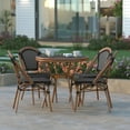 thumbnail image 3 of Emma + Oliver Indoor/Outdoor Bistro Style 31.5 in. Table with Black & White PE Rattan, Glass Top, and Four Chairs - Natural Frame, 3 of 10