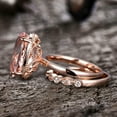 thumbnail image 5 of 11x9mm Oval Cut 4.5 Carat Peach Morganite Solitaire Diamond Moissanite 10k Rose Gold Bridal Ring Set, 5 of 6