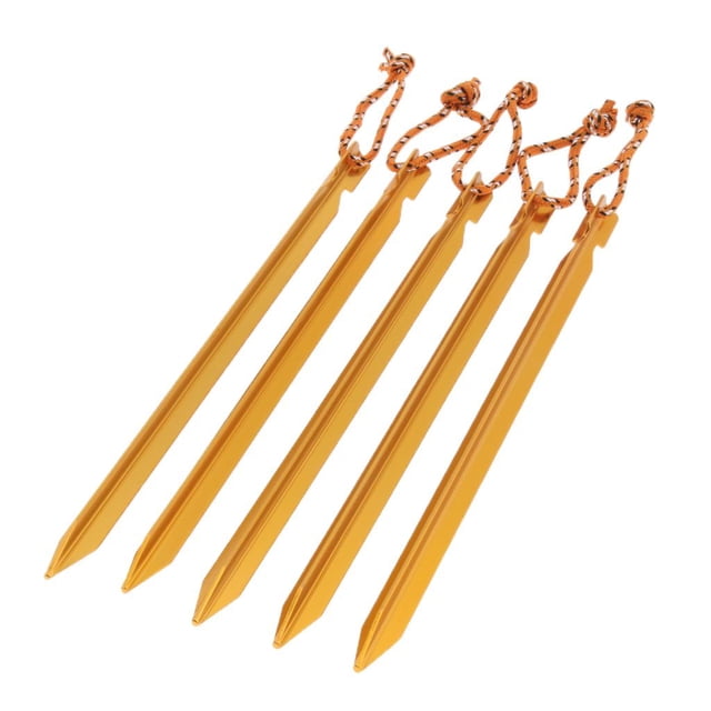 5x Piquets de Tente en Alliage d'Aluminium Clous Épingle de Sol Accessoire de Camping Randonnée Jaune