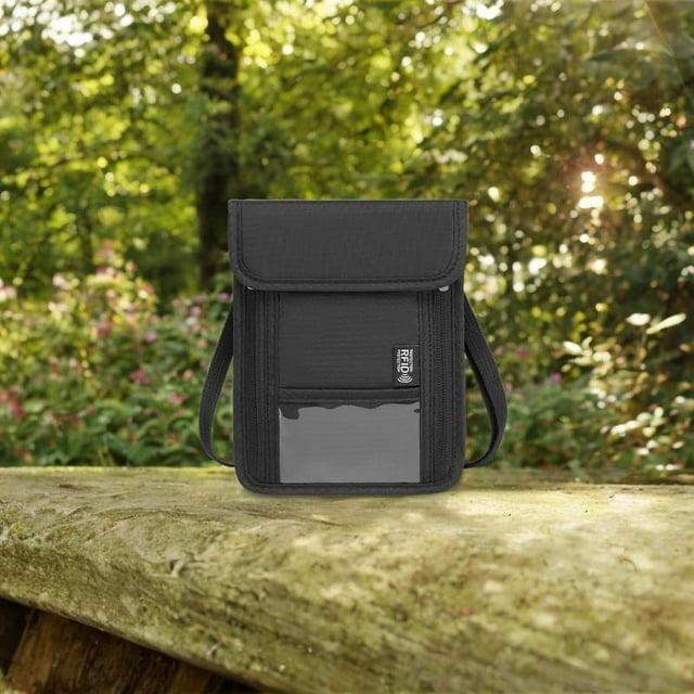 Cartera de viaje con protección para el cuello, ideal para regalar en cumpleaños y compras callejeras. , Negro