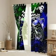 thumbnail image 3 of Manfei Motorcycle Motocross Curtains Pack of 2 (42x84 Each),Honeycomb Grid Curtains Blackout,Blue Green Bedroom Curtains,Sport Bedroom Decorative, 3 of 6