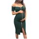 thumbnail image 2 of Señoras mujeres embarazadas color sólido sin mangas fuera del hombro cremallera sexy vestido de verano Adepaton LRWJ114-6, 2 of 8