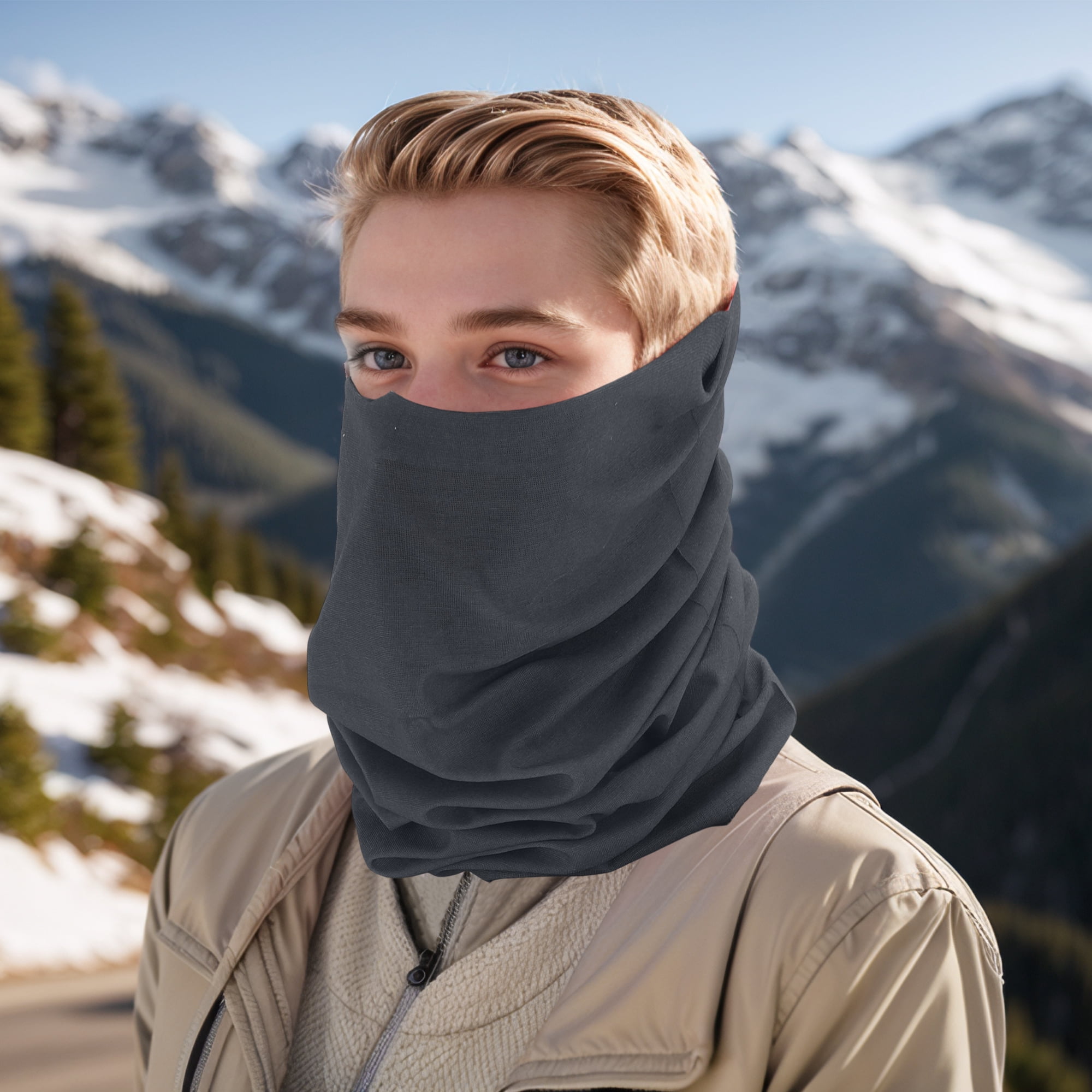 Unique Bargains Multi-function Face Scarf Mask 1 Pc Deep Gray