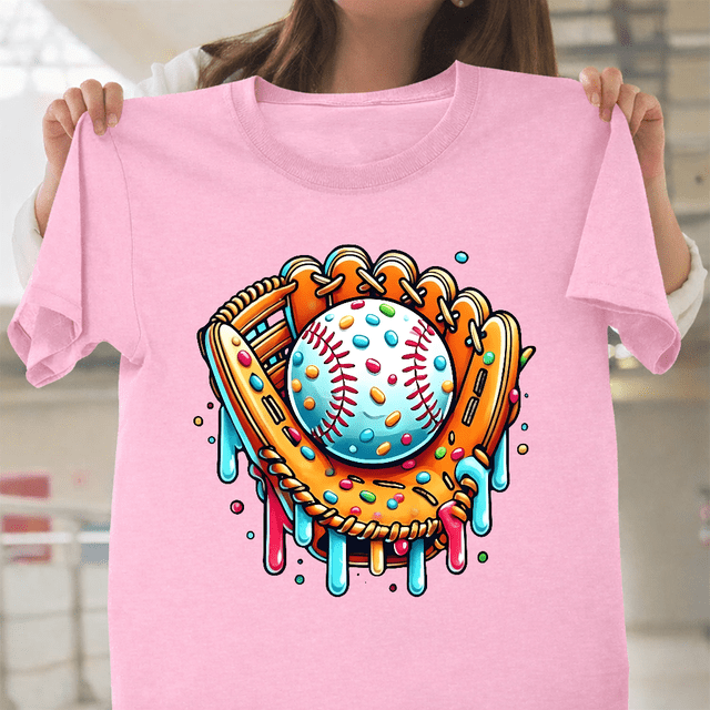 T-Shirt Unisexe Ice Cream Drip Baseball Stuff Fun Sport Rétro Vintage Graphic V17670, jusqu'à la Taille 5TG