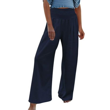 

Larisalt Pants For Women Casual Women s Comfy Pajama Pants Casual Drawstring Lounge Wide Leg Pants Navy 5XL