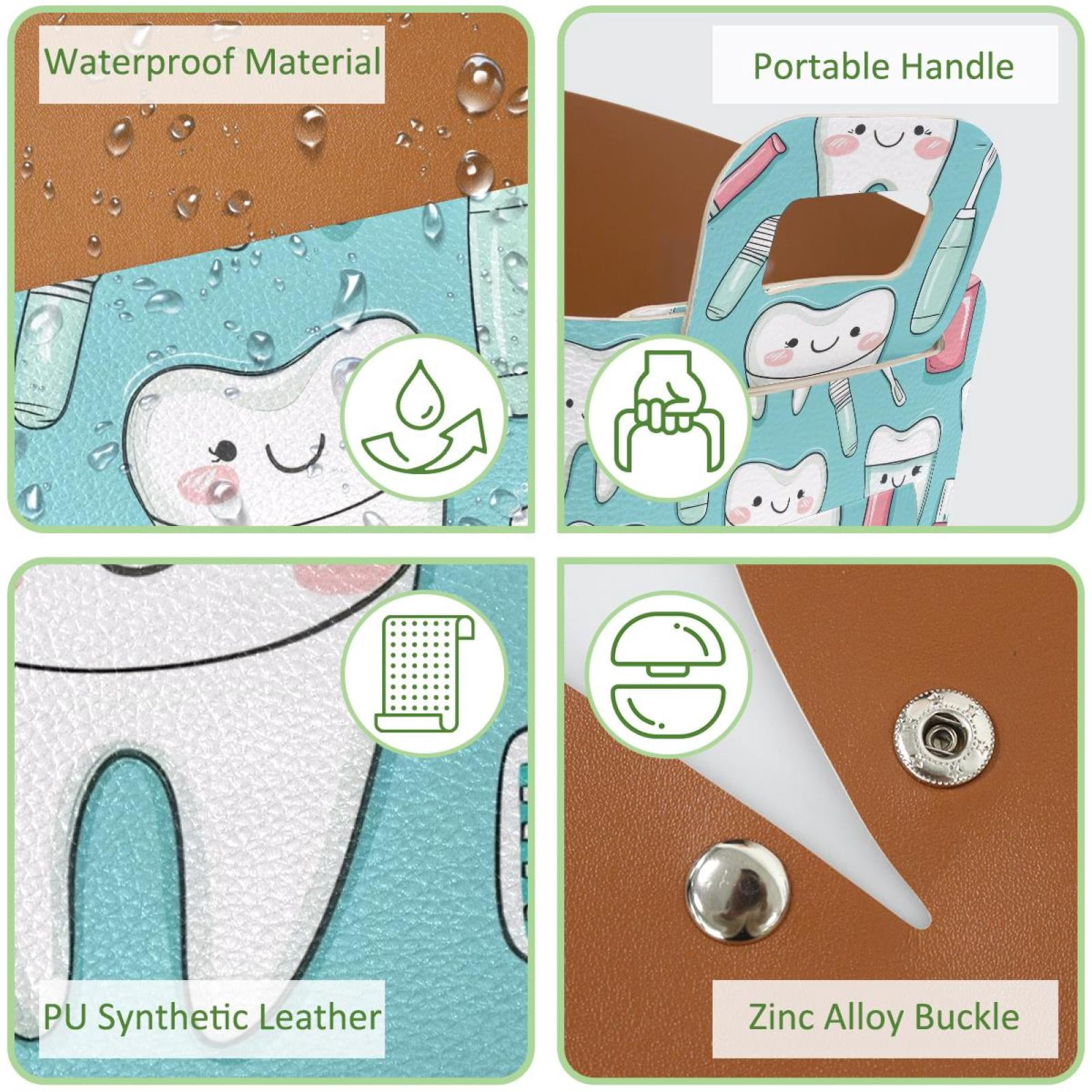 Cartoon Teeth Storage Basket Collapsible Storage Bin, PU Foldable Basket Convenient Box Storage Organizer with Handles for Shelves Office Bedroom Closet Nursery Toys Laundry