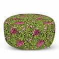 thumbnail image 1 of Vintage Pouf Cover with Zipper, Swirling Green Spring Leaves Pink Blossoms Traditional Scroll Pattern, Soft Decorative Fabric Unstuffed Case, 30" W X 17.3" L, Apple Green Pink Brown, by Ambesonne, 1 of 5