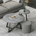 thumbnail image 4 of Set of 2 Modern Nesting Coffee Table Marble Round Side Table Heavy-Duty Furniture with Solid Metal Base, 4 of 11