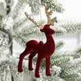thumbnail image 6 of Danhjin Reindeer Christmas Decor, 5.12x3.35x0.79in Glitter Deer Figurines Miniature Gift Hanging Ornaments for Winter Display, Holiday Tabletop Decor, Christmas Village Scene, 6 of 8