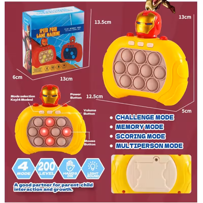 thumbnail image 2 of Push Push Creative Gopher Game Machine Speed Push rompe con la inteligencia infantil juguetes de descompresión de ansiedad para adultos (iron man), 2 of 3