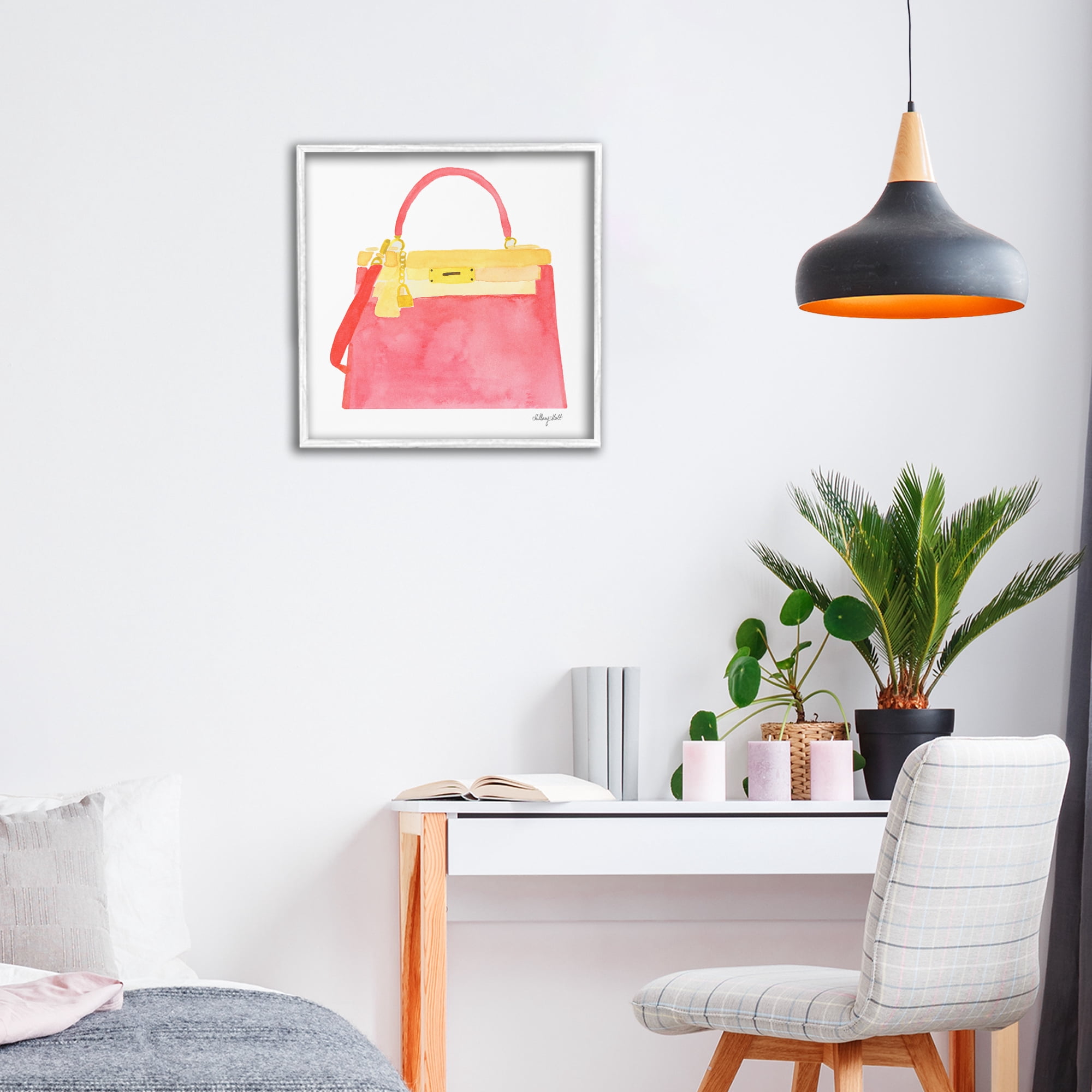 Stupell Industries Elegant Coral Handbag White Framed Giclee Art, design by Hillary Holt