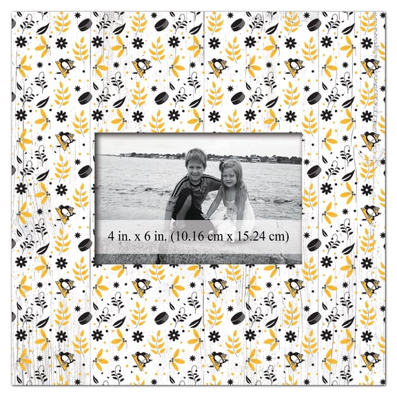 Pittsburgh Penguins 10'' x 10'' Floral Pattern Frame