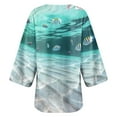 thumbnail image 4 of New Arrivals AXXD Womens Beach Cover Up Kimono Cover up Floral Print Puff Sleeve Kimono Loose Chiffon Long Cover Up, 4 of 5
