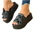 thumbnail image 3 of KBODIU Sandals Women Athletic Comfortable Outdoor Sandals with Arch Support Walking Sandals for Women Summer Slippers Thick Soled Sandals Casual Bow Slippers for Spot/Beach/Travel/Home Black 41, 3 of 4